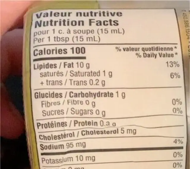 Mayo doux chili nutrition facts table