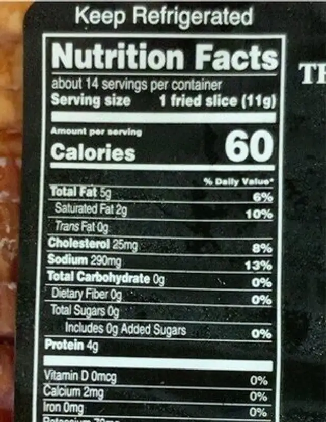 Applewood nutrition facts table