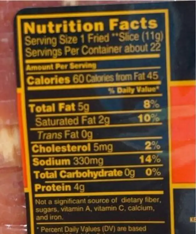 Naturally applewood smoked backn nutrition facts table