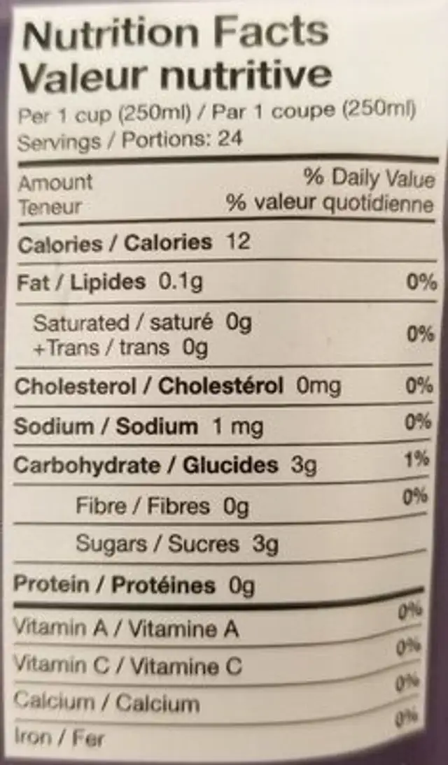 London fog Earl gret nutrition facts table