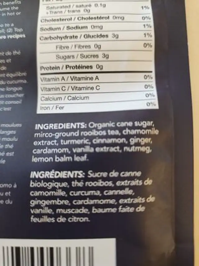 Unknown ingredients label