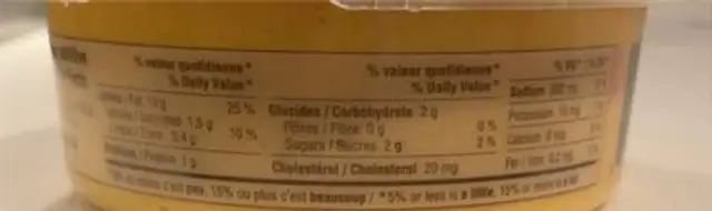 Trempette au Curcuma nutrition facts table