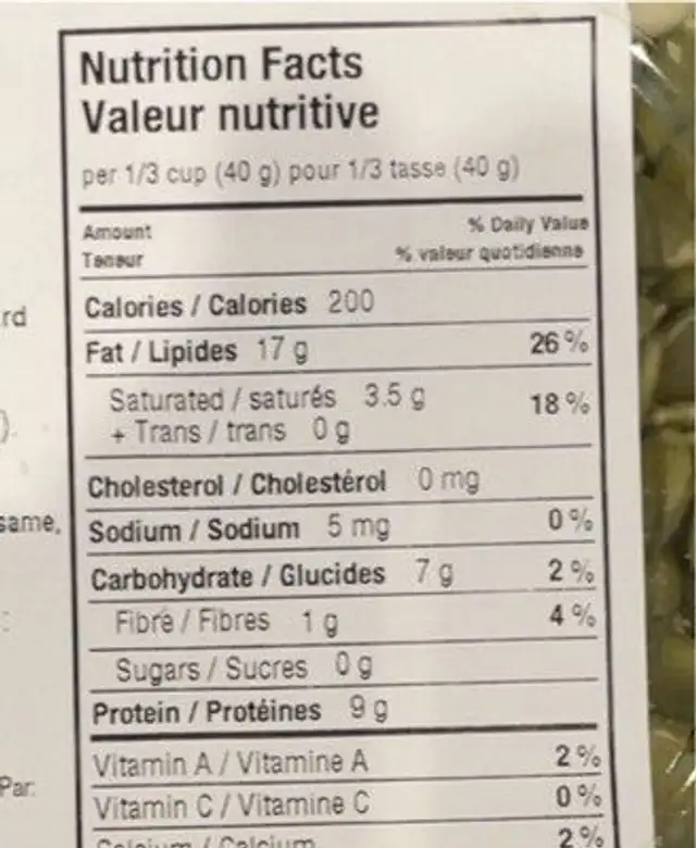Organic pumpkin seeds raw nutrition facts table