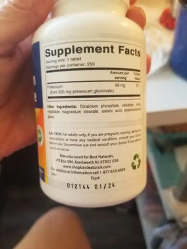 potassium gluconate ingredients label