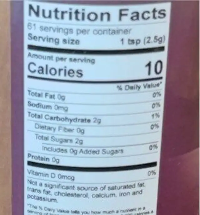 Chocolate flavored Shakeable Topping nutrition facts table