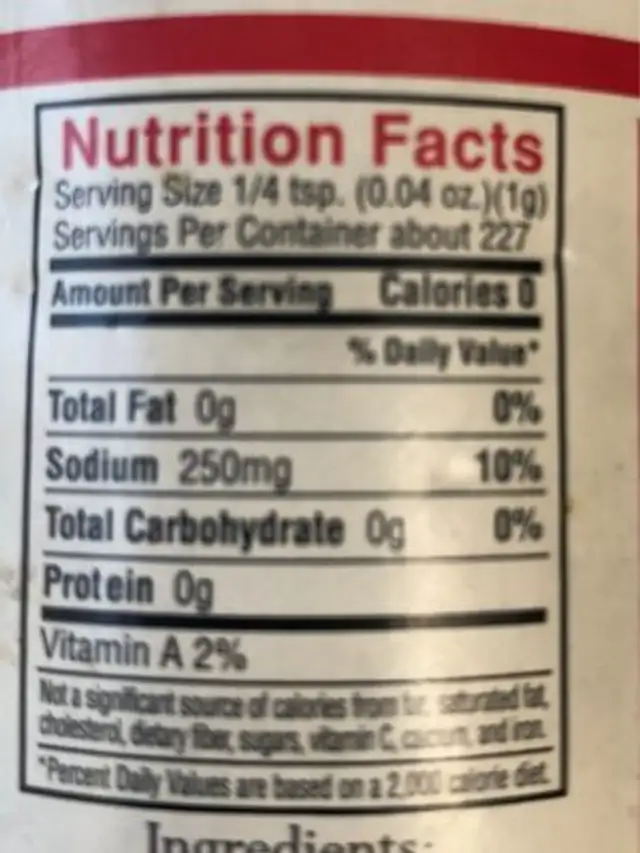 One cajun seasoning white pepper blend nutrition facts table