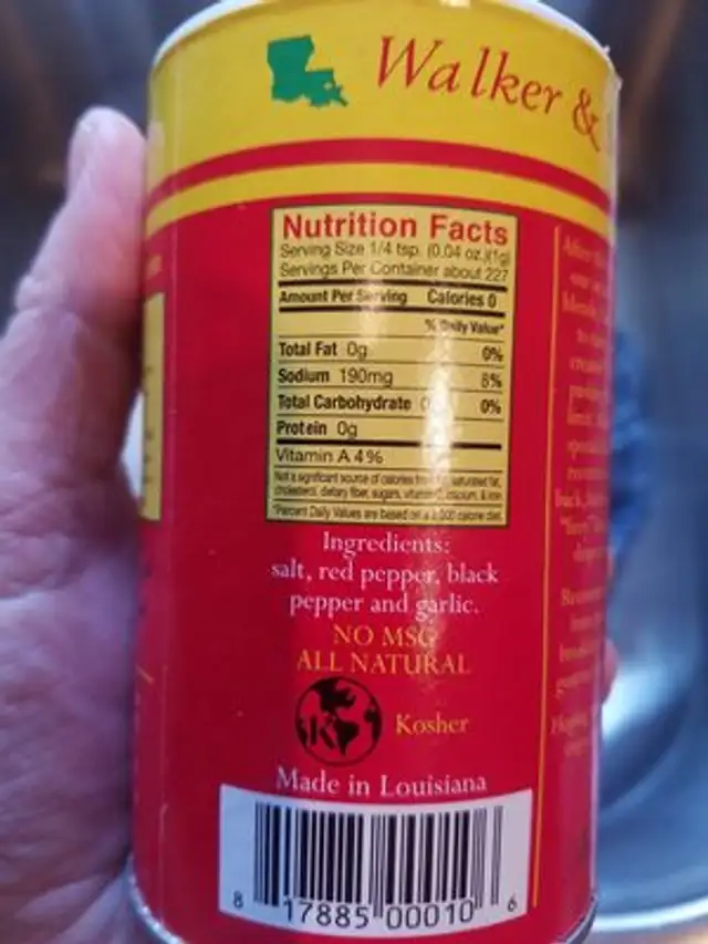 Slap Ya Mama hot cajun seasoning ingredients label