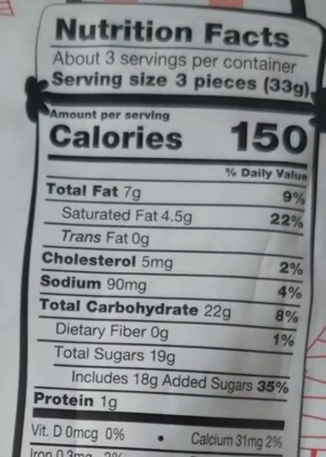 Organic ocho candy nutrition facts table