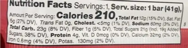 Ocho organic milk chocolate filled with peanut nutrition facts table