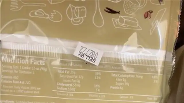 White Chocolate Macadamia nutrition facts table