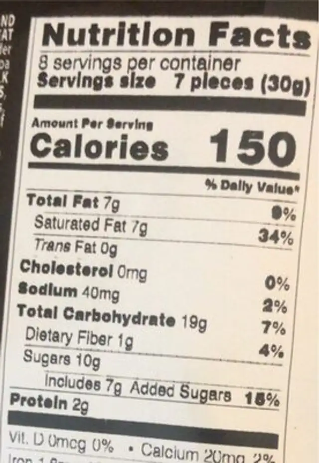 Cubi Fondente-Dark Chocolate Wafers nutrition facts table