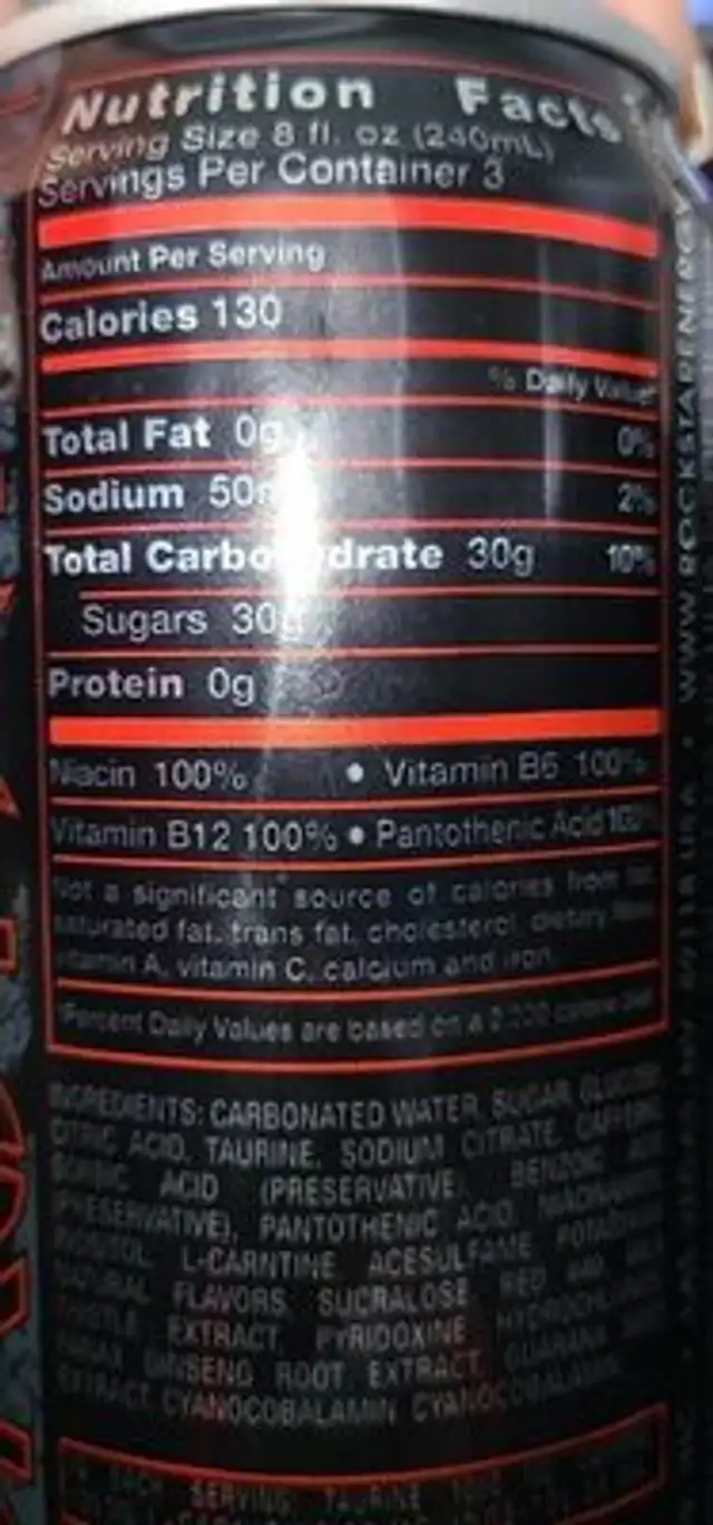 Fruit punch nutrition facts table