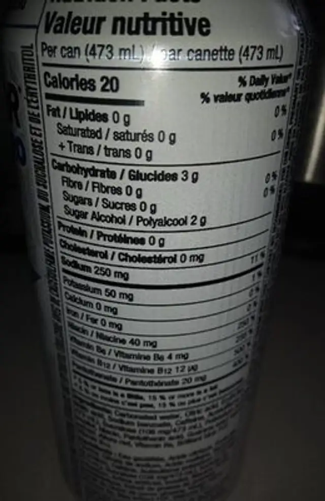 Rockstar pure zero energy nutrition facts table