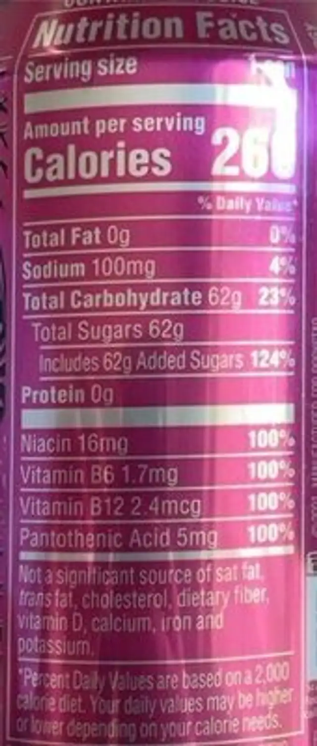 Punched nutrition facts table