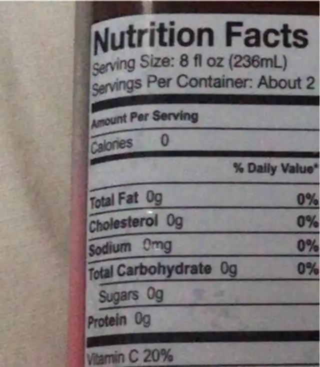 Tea of a kind nutrition facts table