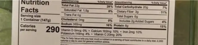 Sesame Ginger Greens salad kit nutrition facts table