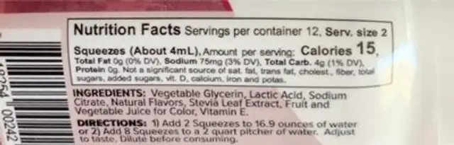 Enhanca nutrition facts table