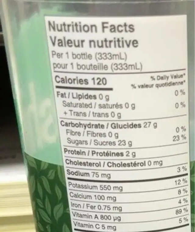 green genius cold pressed juice nutrition facts table
