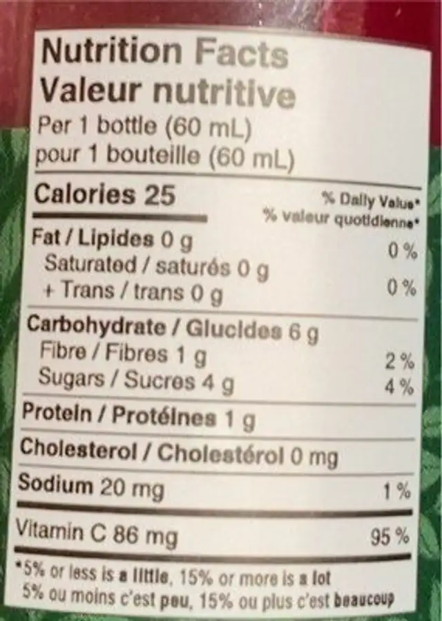Elixir antioxidant/antioxidant elixir nutrition facts table