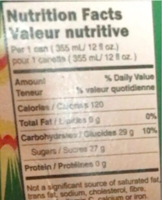 Spitfire gingeral nutrition facts table