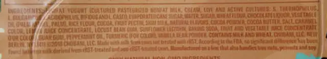 Flip Mint Chocolate Chip Low Fat Greek Yogurt ingredients label