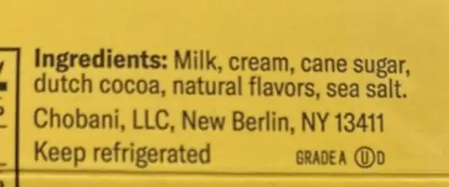 Coffee Creamer Cookie Dough ingredients label