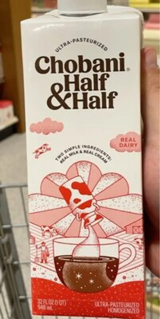 Chobani half and half front packaging