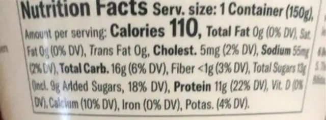 greek yogurt peach nutrition facts table