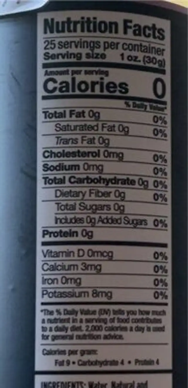 When Coffee meets vanilla nutrition facts table