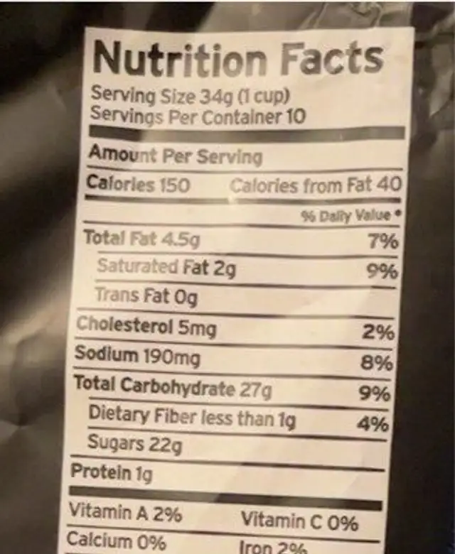 Coney Island Classic Caramel Popcorn nutrition facts table