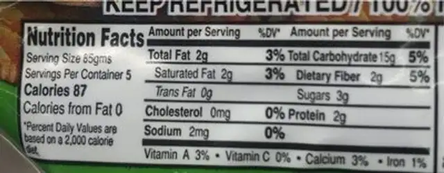 Arepas colombianas nutrition facts table