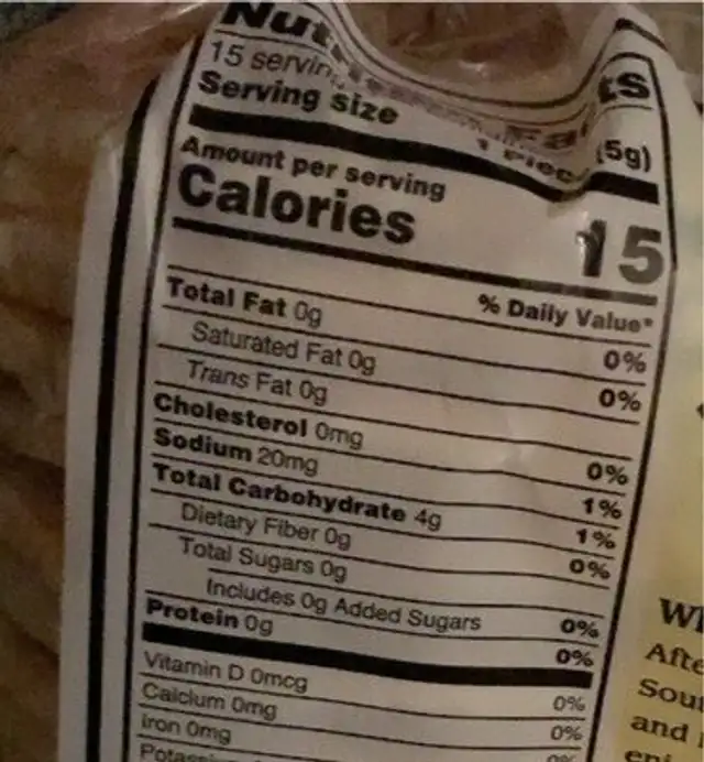 Rice cake nutrition facts table