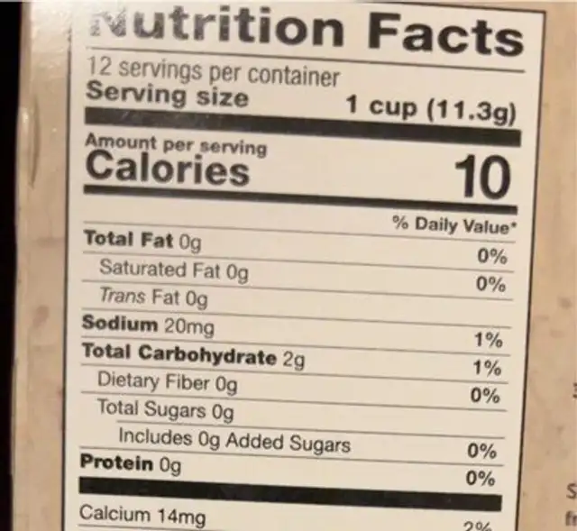 Energizing coffee with superfoods nutrition facts table
