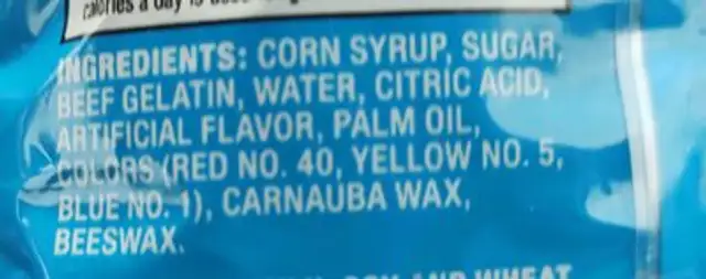 Gummi strawberries ingredients label