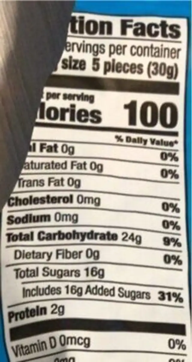 Gummi strawberries nutrition facts table