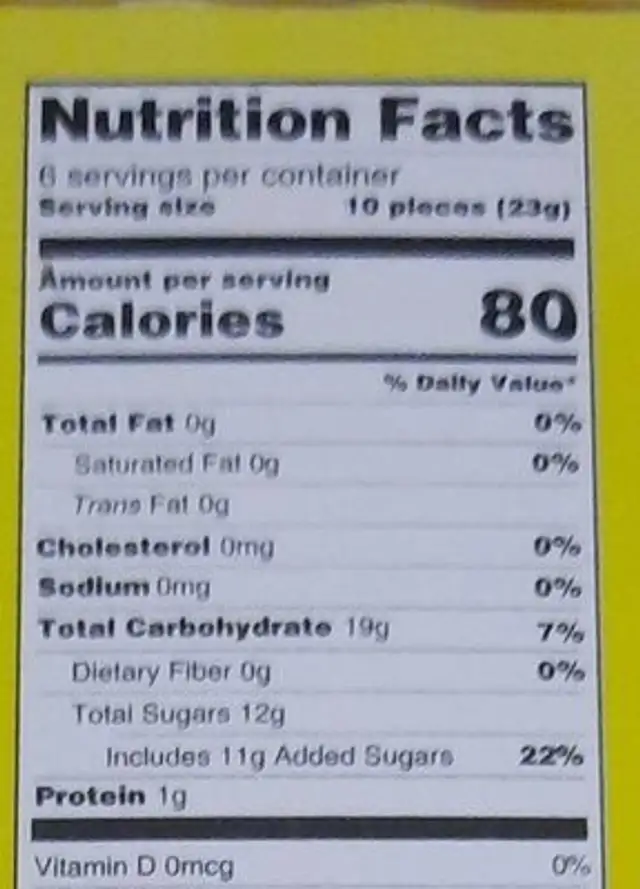 Crayola fruit snacks nutrition facts table