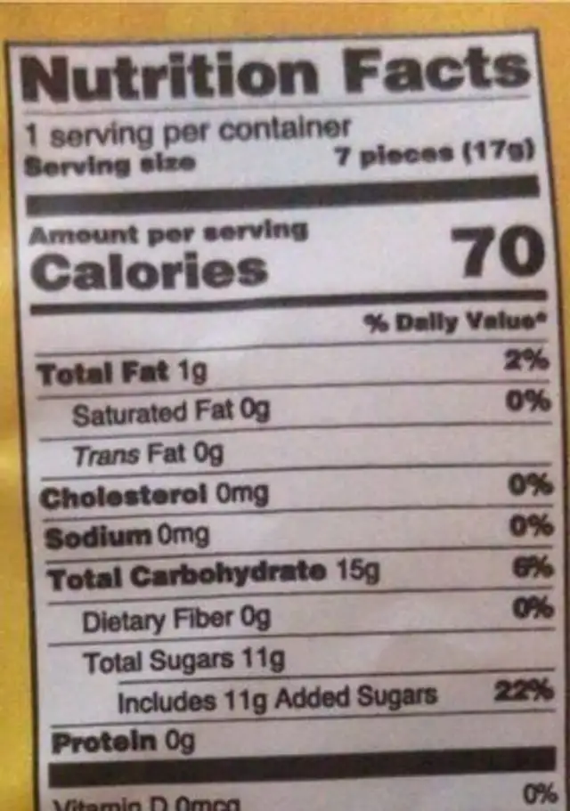 Sour rainbow belts nutrition facts table