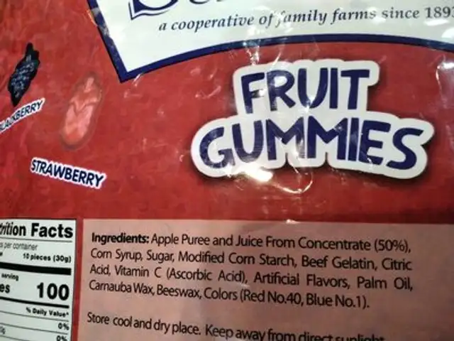 Fruit Gummies Berry blast ingredients label