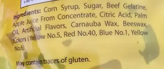 Crayolabag assorted gummy flavors ingredients label