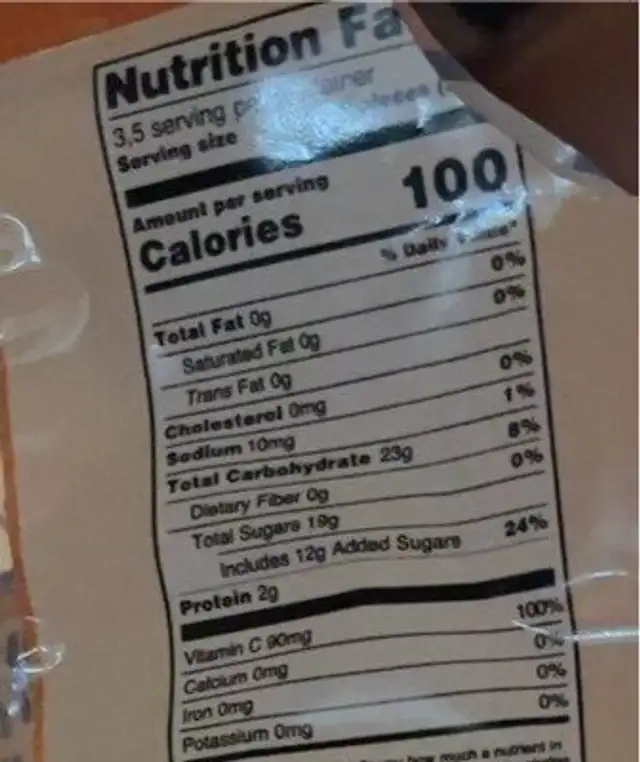 Sunkist fruit gummies sour citrus nutrition facts table
