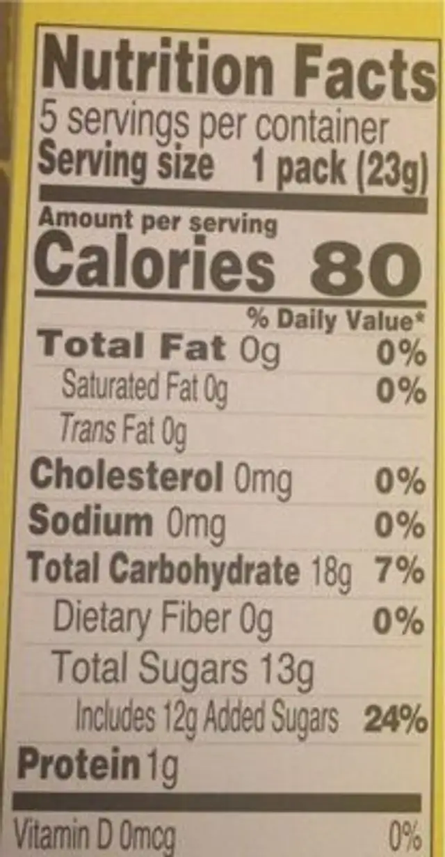 Mixed fruit bites soft chews nutrition facts table