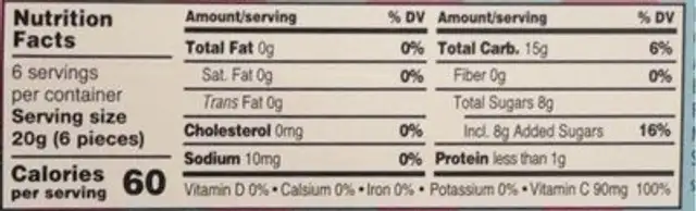 Yumy yumy by bebeto nutrition facts table