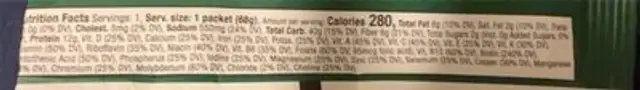 Southwestern Medley nutrition facts table