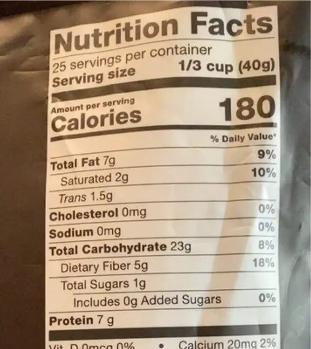 Stone Age Superfood Oatmeal Blend nutrition facts table
