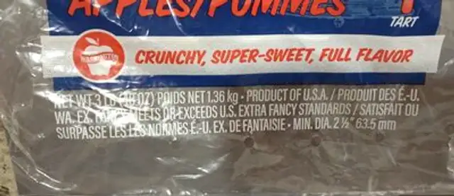 Fuji Apples nutrition facts table