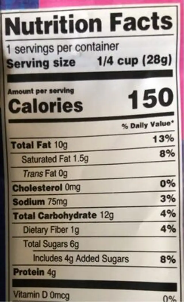 Steady energy nut bites nutrition facts table