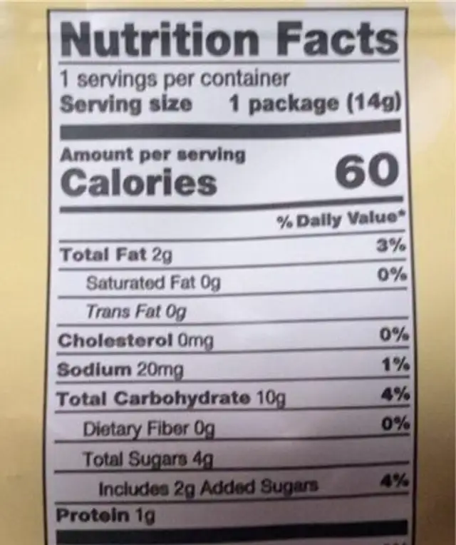 Almond Rice Pops With Mango nutrition facts table