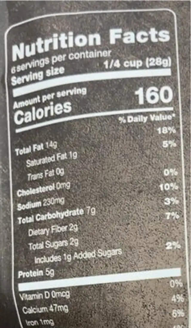 Sunwick KOREAN SWEET & SPICY nutrition facts table