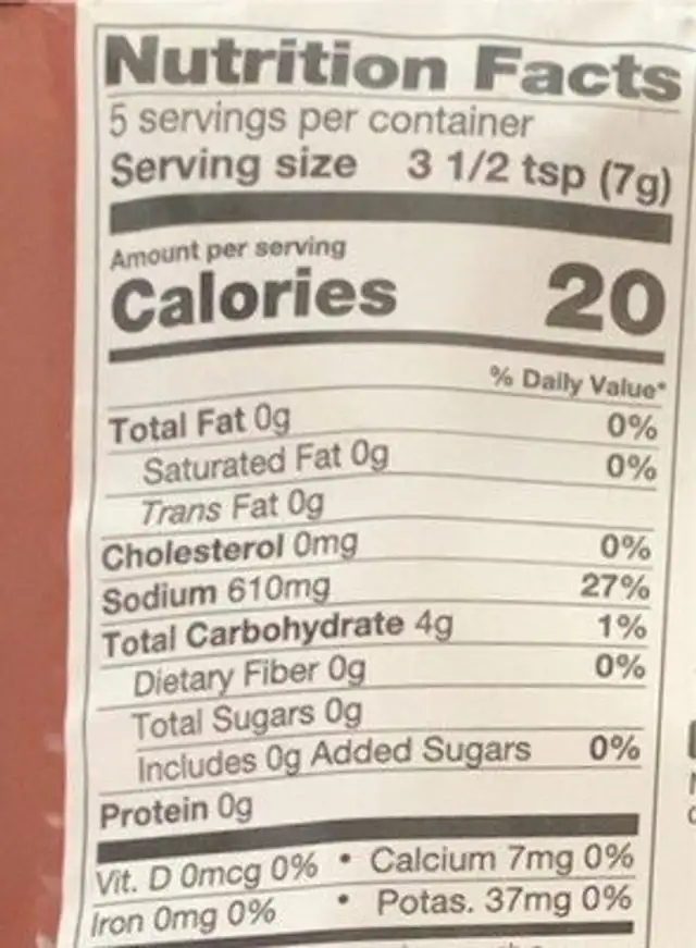 Gourmet taco seasoning nutrition facts table
