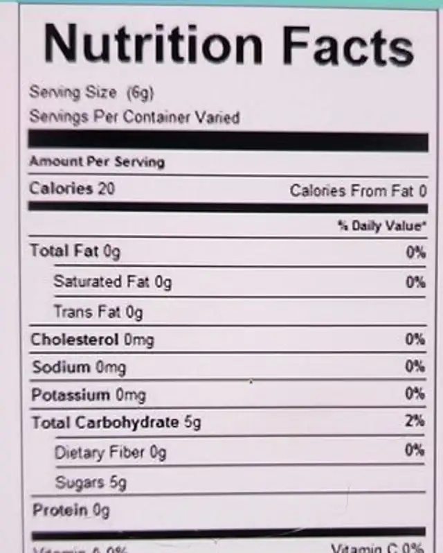 Dubble bubble nutrition facts table